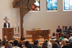 Strengthening ties: Streeter gave the Keynote address at the Honors Convocation ceremony and accepted the Honorary Alumnus Award.  Photo by Stephen Orth - Staff Photographer 