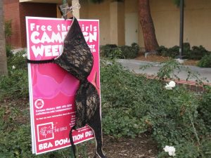Flashing for a cause: Campus Ministries is accepting lightly used bras for the Free the Girls campaign to support women who have been freed from slavery.  Photo by Melina Esparza-  Photo editor