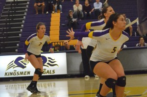 Just getting started: Allie Eason (left), Pua Mo’okini-Oliveira (5), Lauren Rohach (back) and the Regals finished the regular season with a 30-1 overall record, earning them a regular season and tournament championship.  Photo by Arianna Cook- Staff Photographer