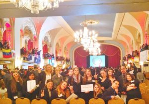 Barbados meets Boston: (from left) Dani Lindamood, Xochitl Cruz, Elisa Chavez, Isabelle Kaellenius, Brianna Gesler, Thea Jerejian, Brandon White, Rose Haworth, Rachael Drew, Lindsay Murphy, Kiera Murphy, Mojgan Mehr-Assa, Francisco Medina, Andrew Dowling and Natasha Boychenko made up the largest ever Model United Nations delegation from California Lutheran University.   Photo courtesy of Kiera Murphy- Model United Nations head  delegate