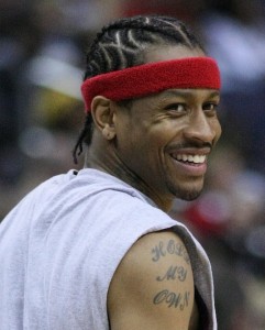 The Answer: Allen Iverson, who played 17 seasons in the NBA, (12 with Philadelphia, three with Denver and one with Denver and Memphis) recently got his number (#3) retired with the Philadelphia 76ers. Photo by Keith Allison & Wikimedia Commons