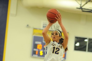 Leading the way: Chelsea Jacoby contributed to the Regals 68 points by putting up 20 points, which were game highs.  Photos by Tracy Maple - Sports Information Director