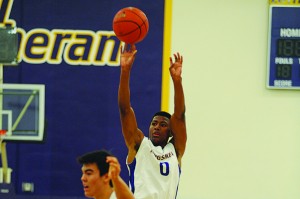 Battle tested: Arik Smith was the leading scorer in both games of the SCIAC tournament with 31 points against CMS and 19 points against Chapman. Photo by Tracy Maple - Sports Information Director