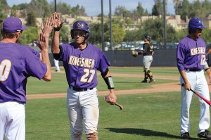 One is enough: Spencer Dubois scored the first run of the game against PLU on March 27 at George "Sparky" Anderson Field. That's all the Kingsmen needed as they went on to win 3-0.  Photo by Courtney Nunez-Staff Photographer