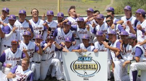Back where they belong: Kingsmen baseball repeated as SCIAC champs for the first time since the 2000-01 seasons. Landry Kiyabu (below left) got CLU out of its biggest jam of the day in the sixth inning. Nicho DellaValle (below right) seen celebrating moments after the final out was made went 2-4 with two runs and an RBI in the championship game April 4 at Ullman Stadium. Photos by Courtney Nunez - Staff Photographer