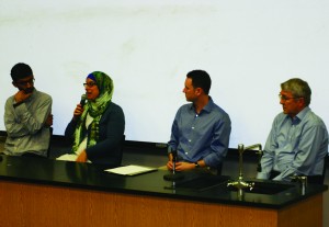 Time to discuss: (from left to right) Paul Hanson, Rose Aslan, Ryan Medders and Sundar-Jovian Radheshwar answered questions the students had during the panel talk. Photo by Charlotte Luisa - Staff Photographer