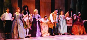 How about a round of applause: Members of the cast of “Sir Patient Fancy,” along with their director Michael J. Arndt, took a bow as they finished their rehearsal. The show will continue on through Nov. 23. Photos by Hailey Moore - Staff Photographer