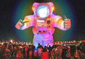 The larger than life astronaut followed Coachella crowds around the entire festival.  