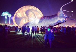 An enormous snail art installation took over one of the fields in the Indio desert. 