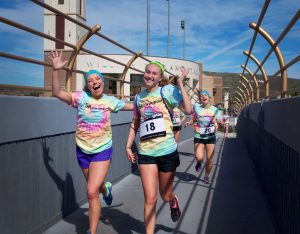 ASCLUG and Cal Lutheran Student Life hosted the 5k Color Dash Saturday Feb. 27. Although there was no color thrown in the air, there was still plenty of color on the runners.  Photo by Eric Duchanin - Senior Photographer