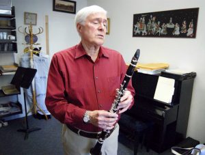 Daniel Geeting said his morning routine begins with an 8 a.m. practice that could be with his bass clarinet, piano, saxophone or his clarinet, pictured above. Discussing his relationship with his instruments, Geeting explained his instruments get jealous, as the longer he plays an instrument, the more attention it demands.  Photo by Christopher Hanna - Staff Photographer