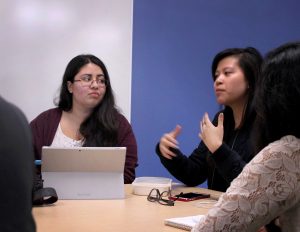 Various members met on Wednesday, February 3, to discuss ideas surrounding their up-and-coming project, Humans of Cal Lutheran, which is modeled after Humans of New York.   Photo by Kamehana Lee - Staff Photographer