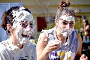 Student Life staff members willingly took pies in the face to help raise money for Relay for Life.  Photos by Roman Valenzuela - Staff Photographer
