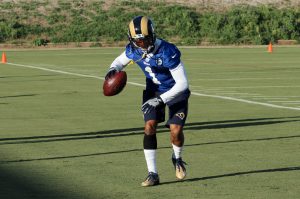 Starting new: Tavon Austin, wide receiver and punt returner for the Los Angeles Rams, is very confident in the team’s move to California. He believes the new/old fan base and change of scenery is something that will help propel the Rams into having future winning seasons. Austin said as long as his football team wins games he is happy, whether he contributed or not. Photo Credit--Jackie Rodriguez Photo Editor