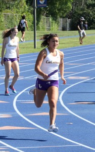 Passing by: Anna Schlosser looks forward to the opening meet of the 2017 season Feb. 25 at CMS. Photo by Tracy Olson--Sports Information Director