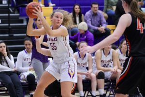 Haley Hodgson contributed three steals and three rebounds on the Regals senior night victory over Cal Tech. Photo by Mary Crocker--Staff Photographer