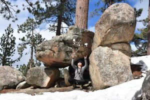 Asia Moore plays with the snow in Big Bear, California.  Photo Courtesy of Matthew Trujillo. 