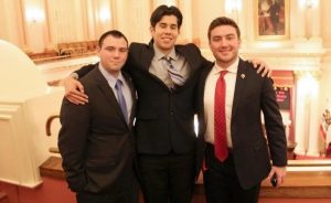 Suit and tie: (L to R) California College Republicans Communications Director Tyler Plaza, College of the Canyons College Republicans President J.B. Martinez and Nick Steinwender at the Sacramento conference.