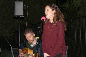 Open Mic Night: Caleb Solberg (L) and Michaela Kennedy (R) perform a two-song set at the open mic night sponsored by iCLU radio held at Jack’s Corner on 2 March 2017. Photo by Amanda Souza- Staff Photographer 