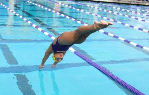 Diving in: Sophomore Mardell Ramirez was chosen to compete in the NCAA National Swim and Dive Championships March 15-18. Photo by Tracy Olson--Sports Information Director