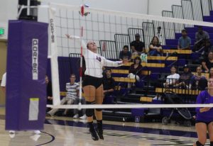Carly Rose Howard racked up 11 digs against Occidental on Friday night. This sparked back-to-back wins for the Regals as they head into the heart of their conference schedule. Photo by Tracy Olson- Sports Information Director