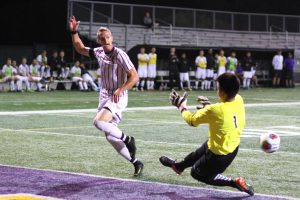 Brandon Kearney scored early in the first half to get his name on the score sheet Photo by Tracy Olson- Sports Information Director