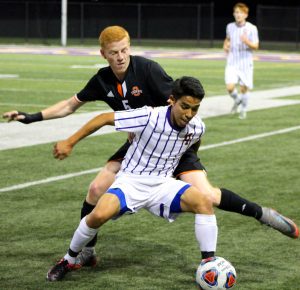 Junior defender Danny Pecheco helped anchor the Kingsmen defensive back line to preseve a clean sheet. This would be their fourth shutout of the season. Photo by Saoud Albuainain