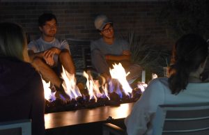 Widening Perspectives: Juniors Tristan Arndt (left) and Matthew Trujillo (right) listen intently at the Fireside Chats in Jack’s Corner.   Photo by Aliyah Navarro- Photojournalist