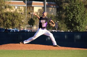 Junior Nick Maldonado threw 1 1/3 scoreless innings in his debut for the Kingsmen on Saturday. He picked up 2 strikeouts to preserve the lead in the fifth innning. Photo by Arianna Macaluso- Photojournalist