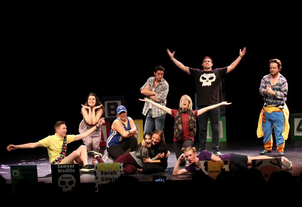 Contestants perform their last dance number in the Competing for the Crown mock talent show, which was themed based on the film “Toy Story.” Photo by Jacqueline Rodriguez- Photo Editor