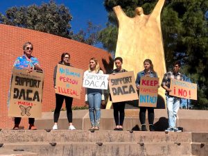 “The whole point of this is to be disruptive of the norm,” said Yvonne Wilber, head of undergraduate instruction at Pearson Library during Monday's protest. Photo by Paige Rankin- Photojournalist