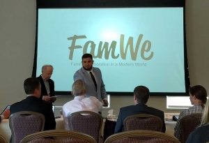 Get money, get paid: Senior Evan Brandt presents his business plan for his app “FamWe” at the Values and Ventures Business Plan Competition at Texas Christian University this past weekend. Photo provided by Molly Strawn