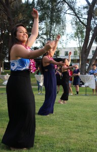 Choreography performed by students: Students Jaz Palafox, Anne Mukai and Jacie Fukada perform a traditional Hawaiian dance to “Mele No Lilo.” Photo by Rachel Holroyd- Photojournalist