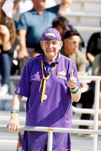 ‘Grandpa Sharkey’: “I always wondered like, ‘Who is this guy? Why is he all dressed up in purple and gold?’ He had a lot of energy for his age,” said Rogers, former Kingsmen receiver and friend of Ronald Sharkey. Photo provided by Joe Bergman Photography