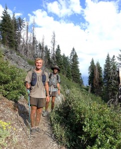 Timmy on the trail: Timmy Kahovec (left) and friend Zach Wims (right) completed a 1,000 mile section of the Pacific Crest Trail between California Oregon and Washington in 34 days.  Photo courtesy of Timmy Kahovec. 