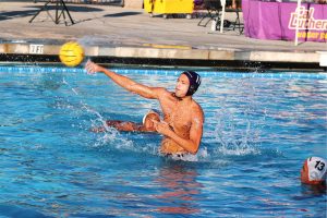 First-year utility player Dillon Goldsmith tallied four shots, two goals and seven drawn ejections in the 13-11 match against La Verne on Wednesday, Oct. 24. Photo by Arianna Macaluso - Photo Editor