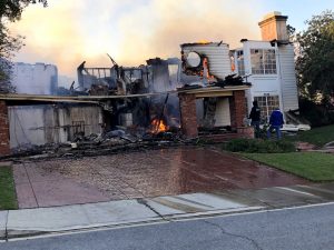 Up in flames: A home in the 5500 block of Wembly Ave. in Oak Park continues to burn despite being doused in water. Photo provided by Paul Macaluso