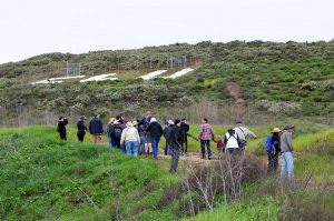 "Birders" gather on Mount Clef behind the Cal Lutheran campus to look for local birds including the endangered California gnatcatcher. Photo courtesy of Cia DeMartino. 