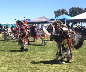 Keeping traditions alive: Members of various tribes participated in indigenous dances, songs and crafts at the Chumash Day Powwow and Intertribal Day Gathering. “I think it’s important to know where we come from,” said Linda Gutierrez, who attended the powwow.  Photo by Maria Barragan- Reporter. 