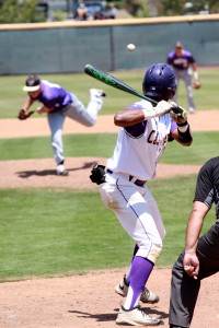 Junior center fielder Cortez Espinoza scored one run in each of the two May 4 games against Whitter. For both runs, he advanced to home off RBIs hit by junior left fielder Ryan Probst.  (Photo by Gabby Flores - Photojournalist)