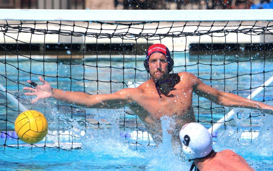 Junior goalkeeper Andre Rivas blocks the Whittier Poets from adding to the score on Saturday, Oct. 26.