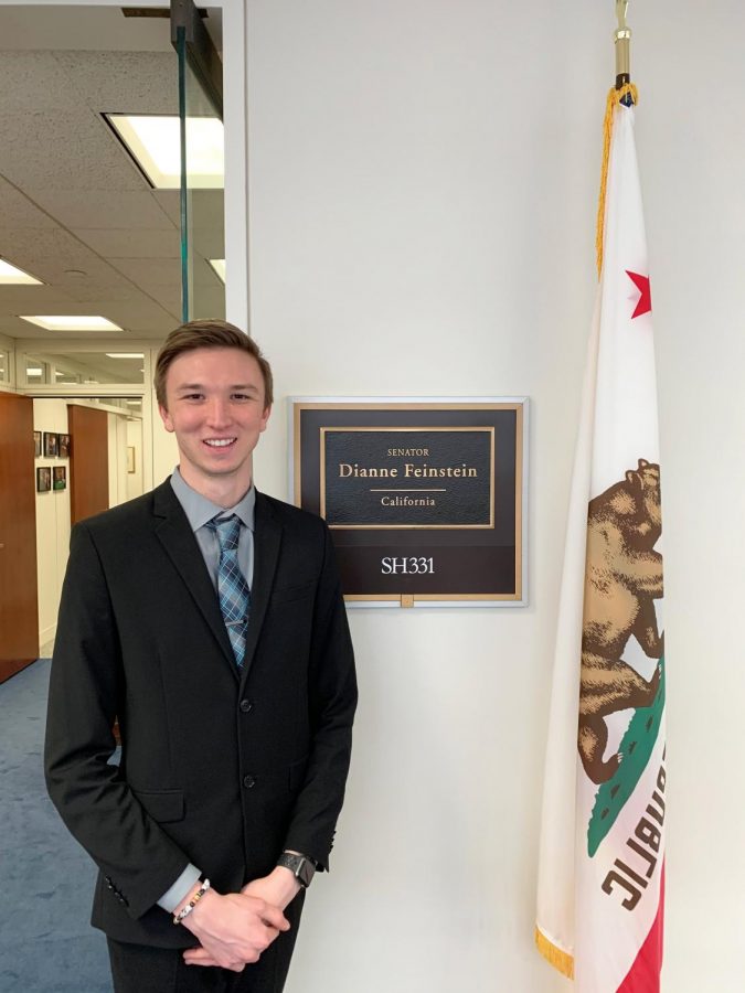 Garrett Mueller interned in the office of Senator Diane Feinstein and hoped to continue to work on Capitol Hill until COVID-19 shelter-in-place orders forced him to return home to California sooner than planned.