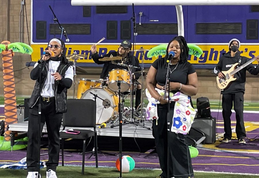 Current BSU president Maya Fleming (right) performs with former BSU president Urael Blacksheer at Soulfests Spring Bling Early 2000s.
