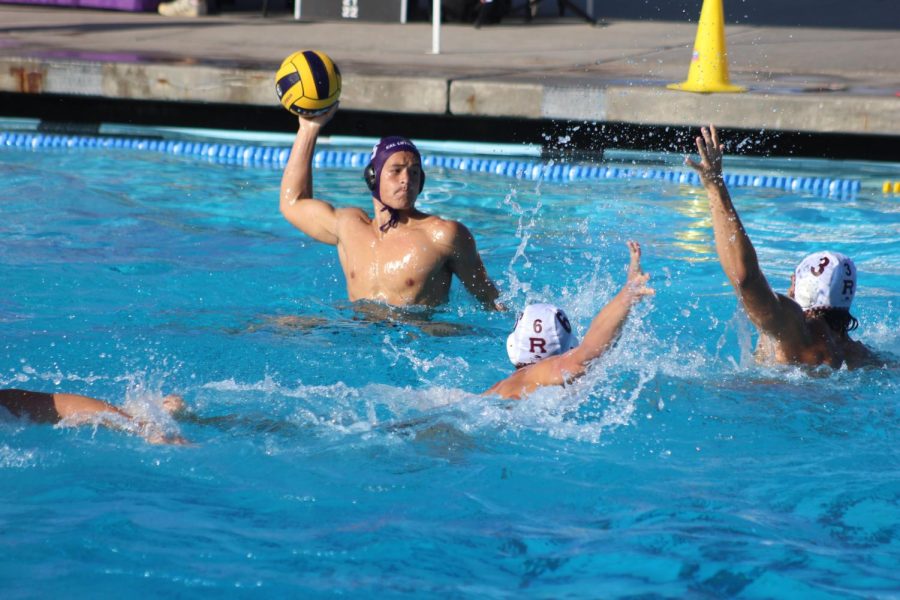 Kingsmen Water Polo player prepares to take a shot against the Redland Bulldogs.