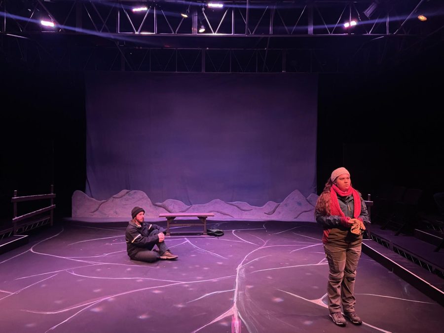 Josh Logue and Hadley Julca play East and Glory in the the Theatre Arts and Dance Departments production of Almost, Maine. The twos love story follows East as he believes he can fix Glorys broken heart. 