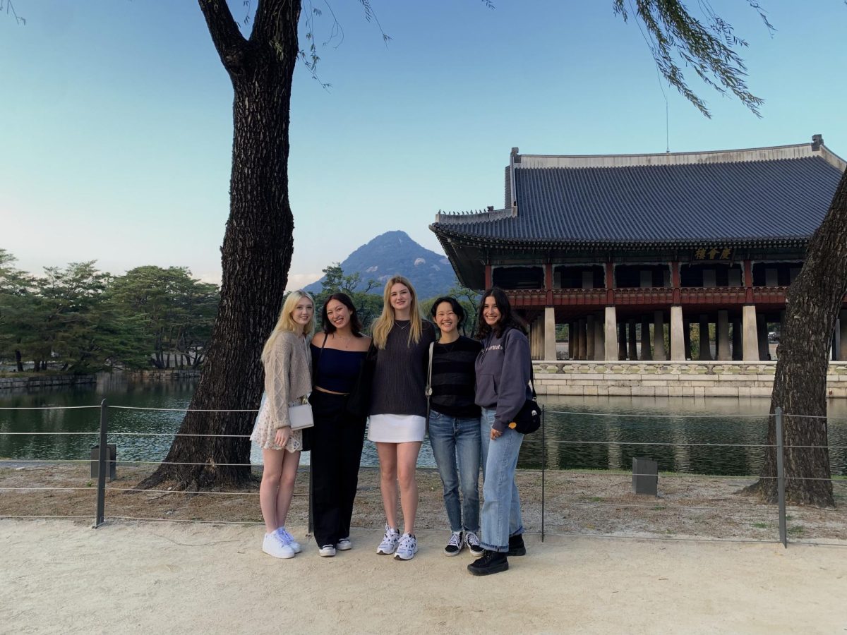 Kailee Ortega and her friends in front of the Gyeongbokgung Palace in Seoul, South Korea. While Ortega was studying abroad, she said she met people from other universities who also chose to study abroad in a similar program. 