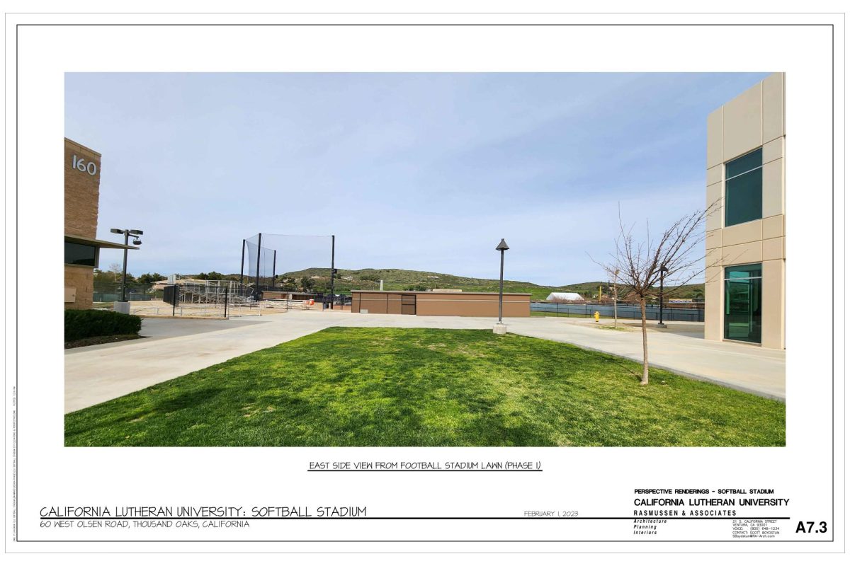 Cal Lutheran Capital Projects Architect Christine Cano said this is the layout for phase one of the project that the construction team and her are aiming for. Replacement of the old bleachers stadium structure will be part of the next phase of the project. 