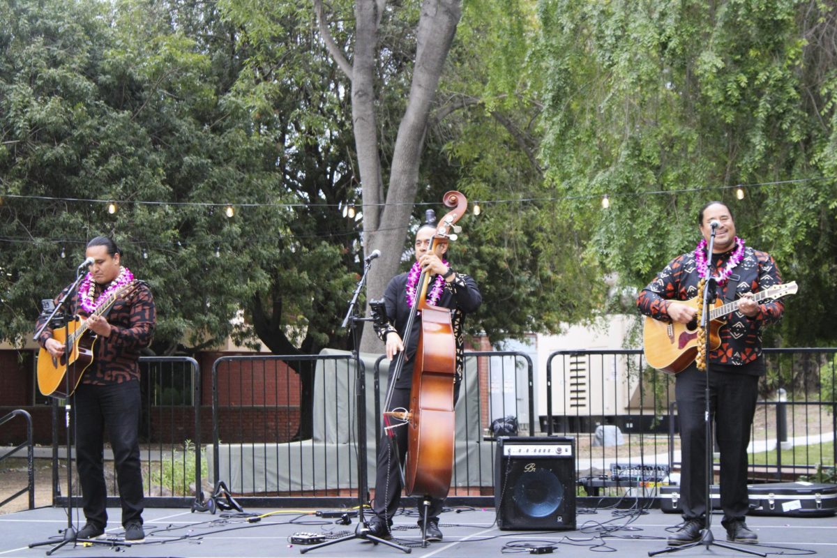 The band performing music to entertain the attendees while eating and having a great time.