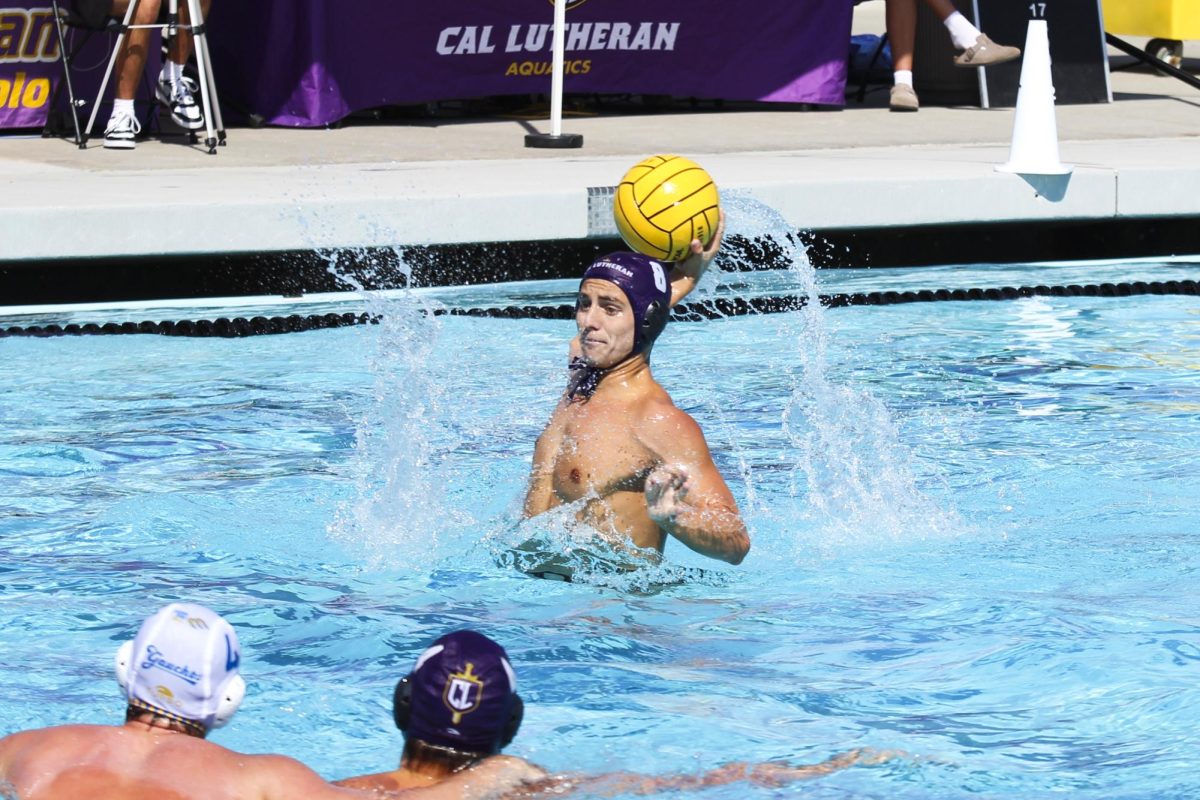 Sophomore attacker Dylan Villanueva, who scored one goal on four shots for the Kingsmen, looks to pass to an open teammate.